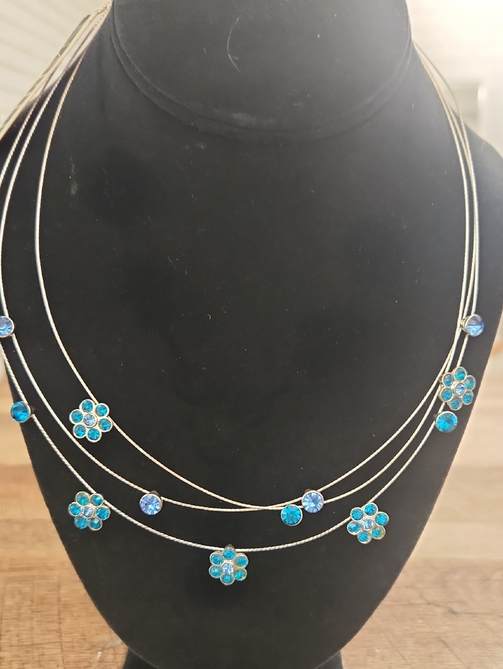 Napier Turquoise Blue Floral Multi-Strand Necklace